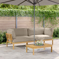 Sofa Set mit Kissen Uni 2 pcs Taupe Massivholz Akazie