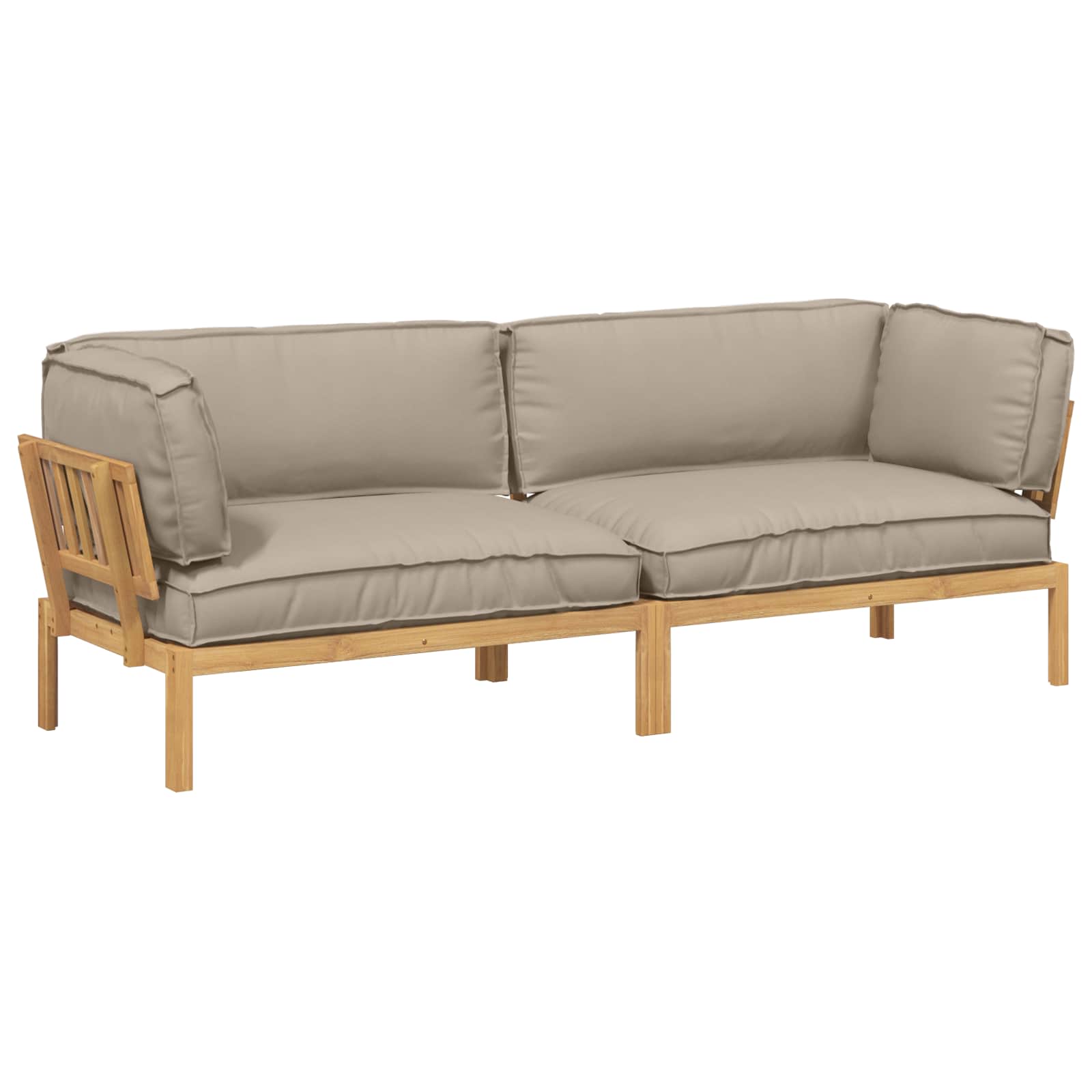 Sofa Set mit Kissen Uni 2 pcs Taupe Massivholz Akazie