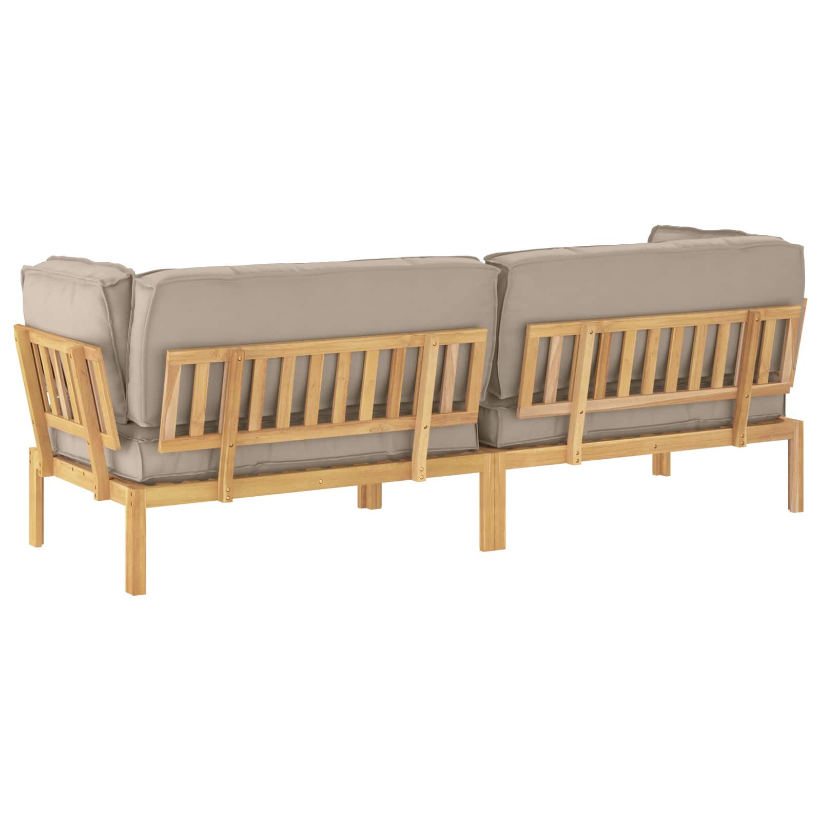 Sofa Set mit Kissen Uni 2 pcs Taupe Massivholz Akazie