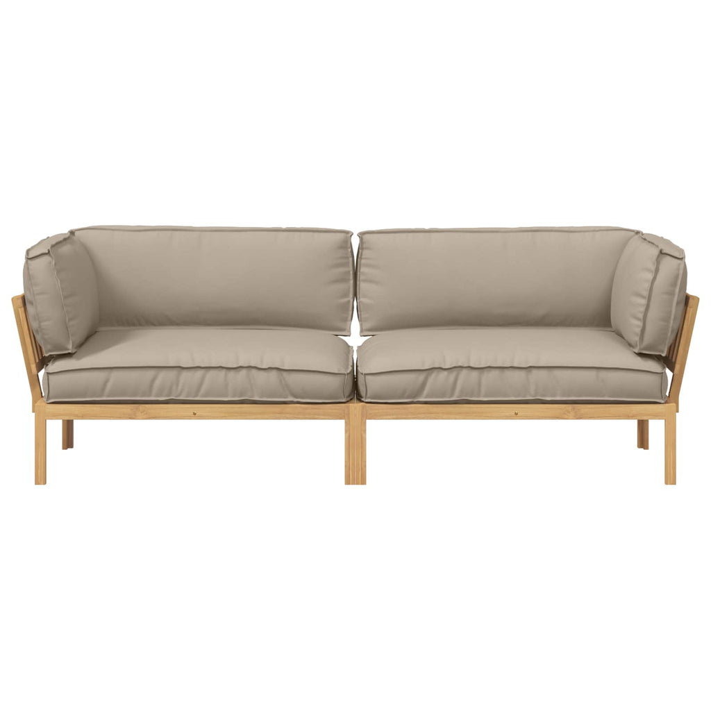 Sofa Set mit Kissen Uni 2 pcs Taupe Massivholz Akazie