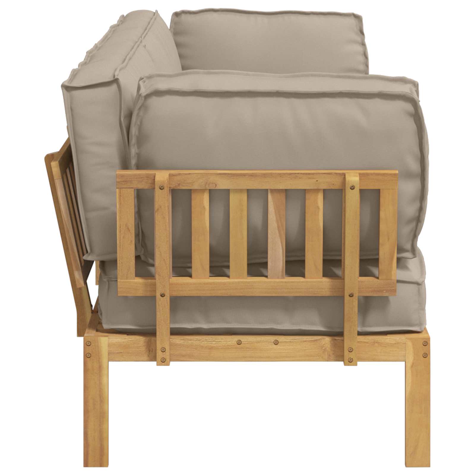 Sofa Set mit Kissen Uni 2 pcs Taupe Massivholz Akazie