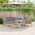 Sofa Set mit Kissen Uni 4 pcs Grau Massivholz Akazie