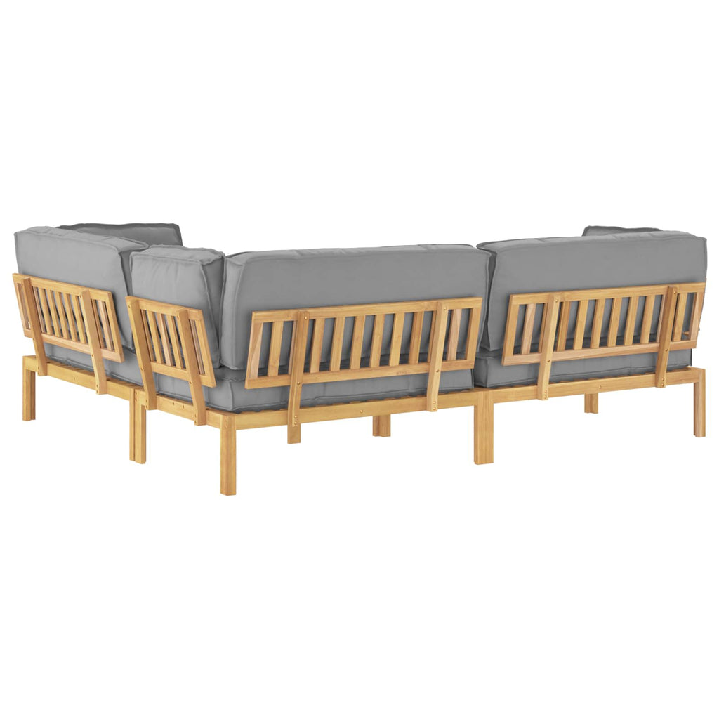 Sofa Set mit Kissen Uni 4 pcs Grau Massivholz Akazie