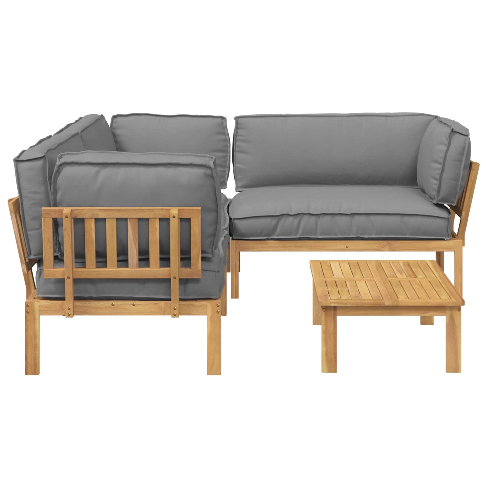 Sofa Set mit Kissen Uni 4 pcs Grau Massivholz Akazie