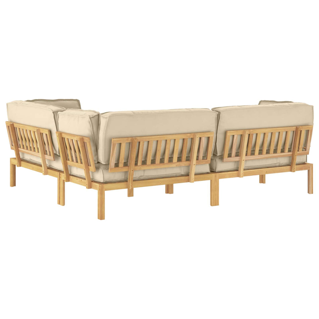 Sofa Set mit Kissen Uni 4 pcs Beige Massivholz Akazie
