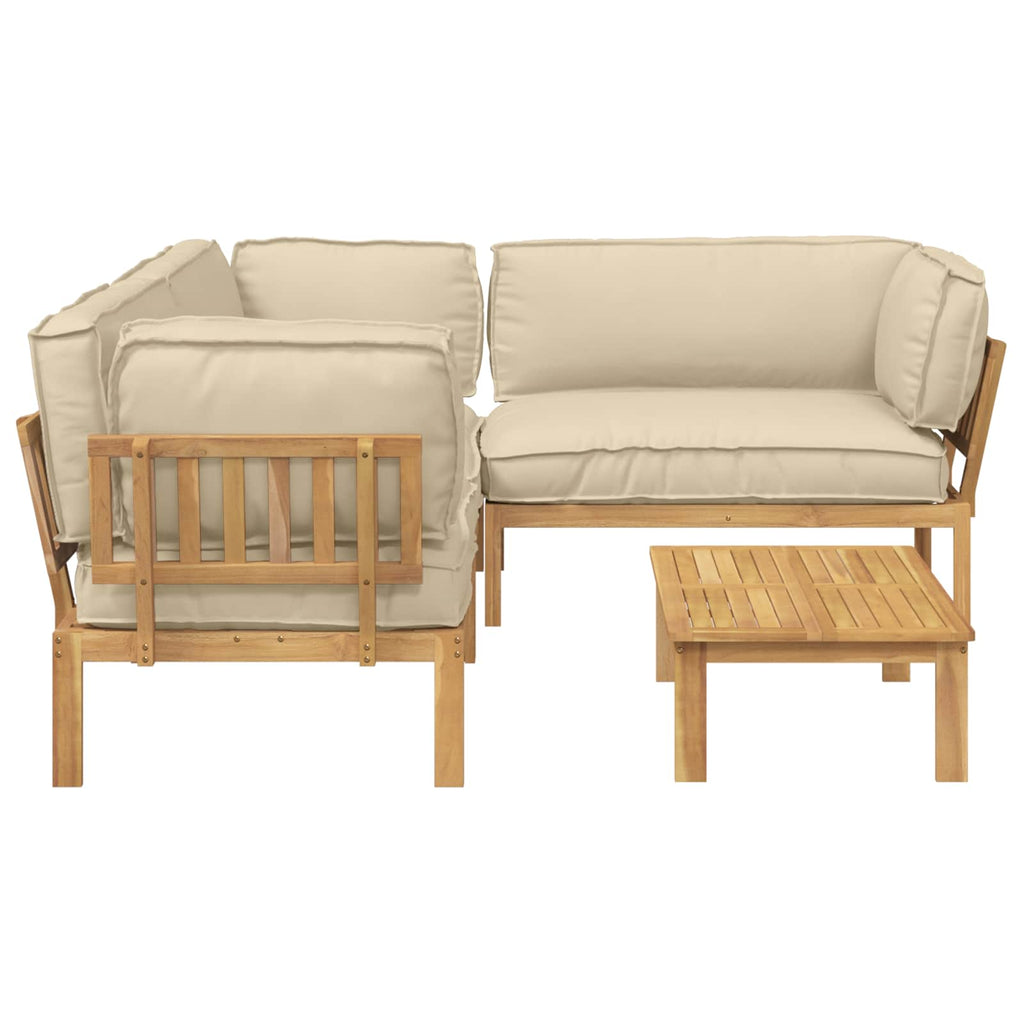 Sofa Set mit Kissen Uni 4 pcs Beige Massivholz Akazie