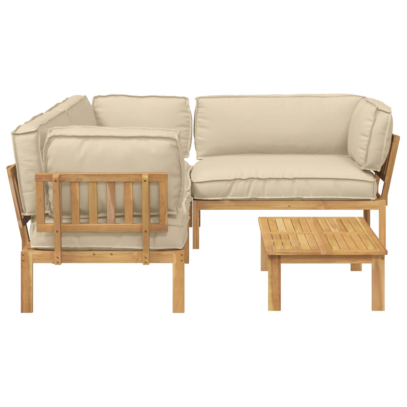 Sofa Set mit Kissen Uni 4 pcs Beige Massivholz Akazie
