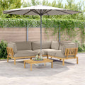Sofa Set mit Kissen Uni 4 pcs Taupe Massivholz Akazie