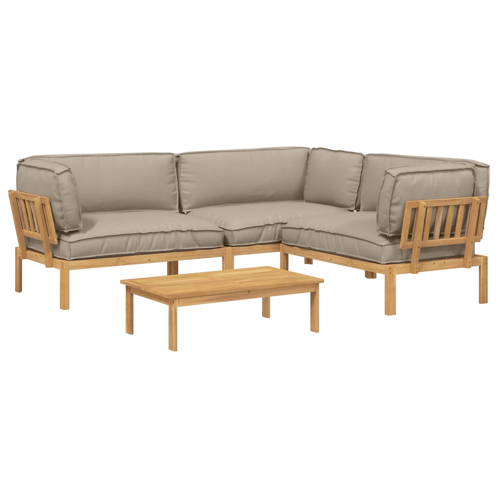 Sofa Set mit Kissen Uni 4 pcs Taupe Massivholz Akazie