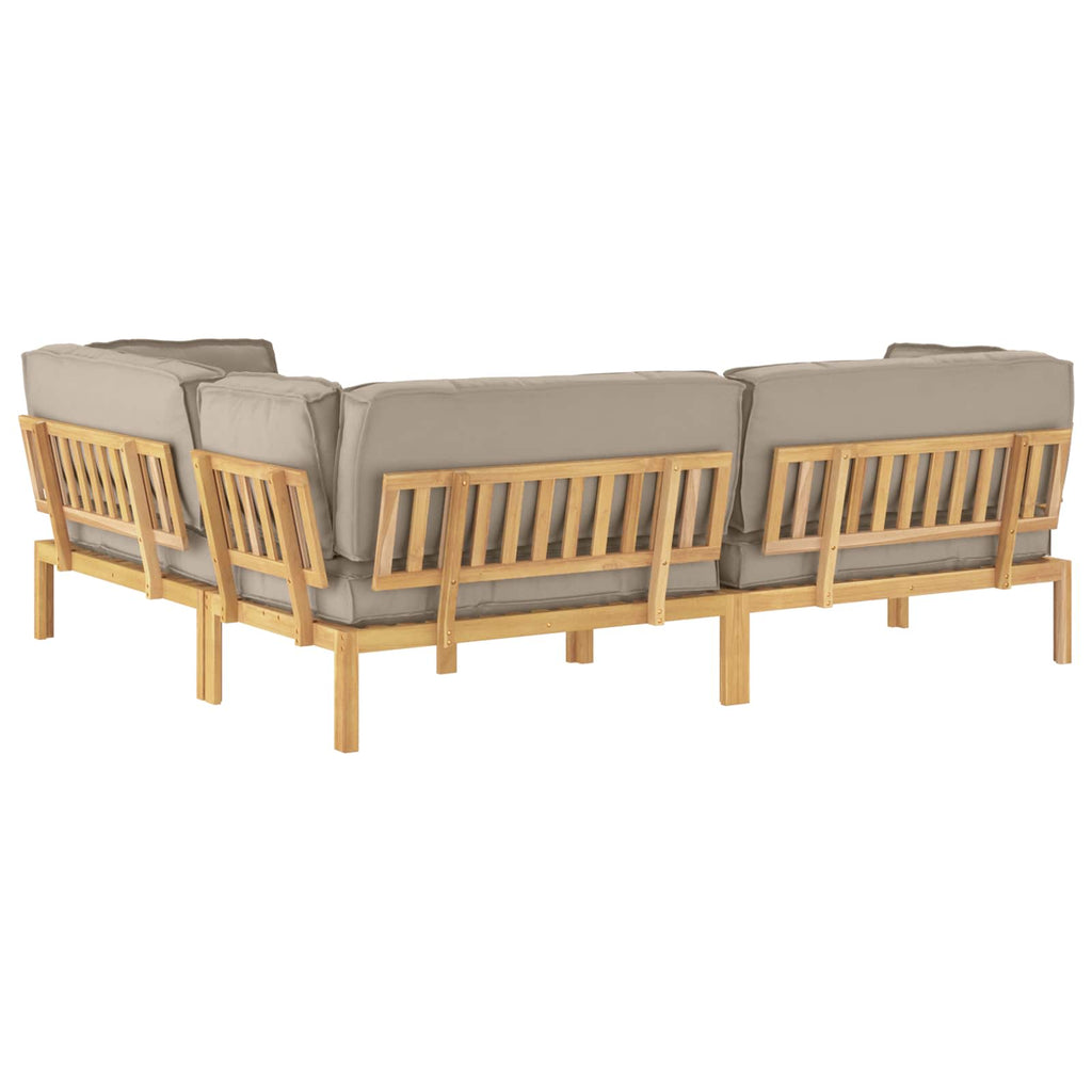 Sofa Set mit Kissen Uni 4 pcs Taupe Massivholz Akazie