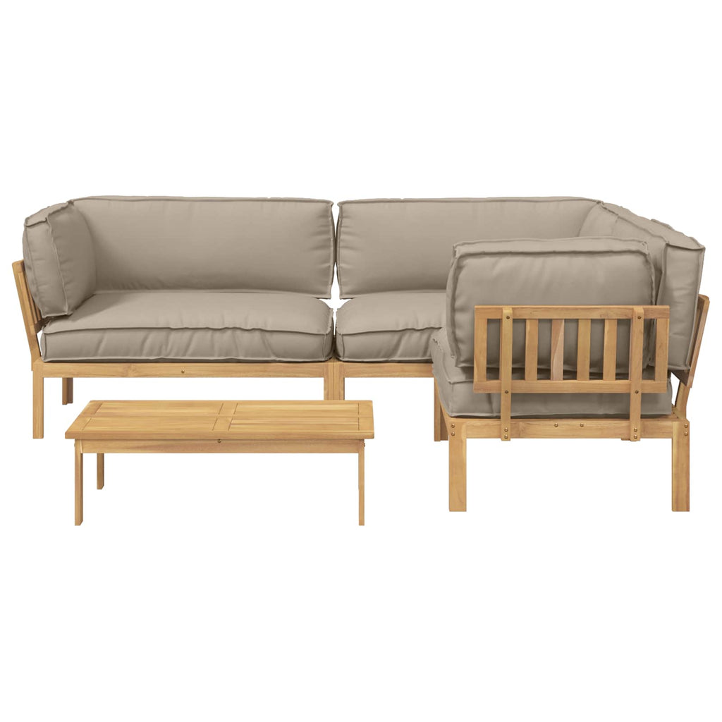 Sofa Set mit Kissen Uni 4 pcs Taupe Massivholz Akazie