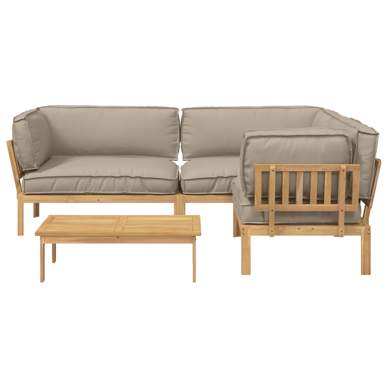 Sofa Set mit Kissen Uni 4 pcs Taupe Massivholz Akazie