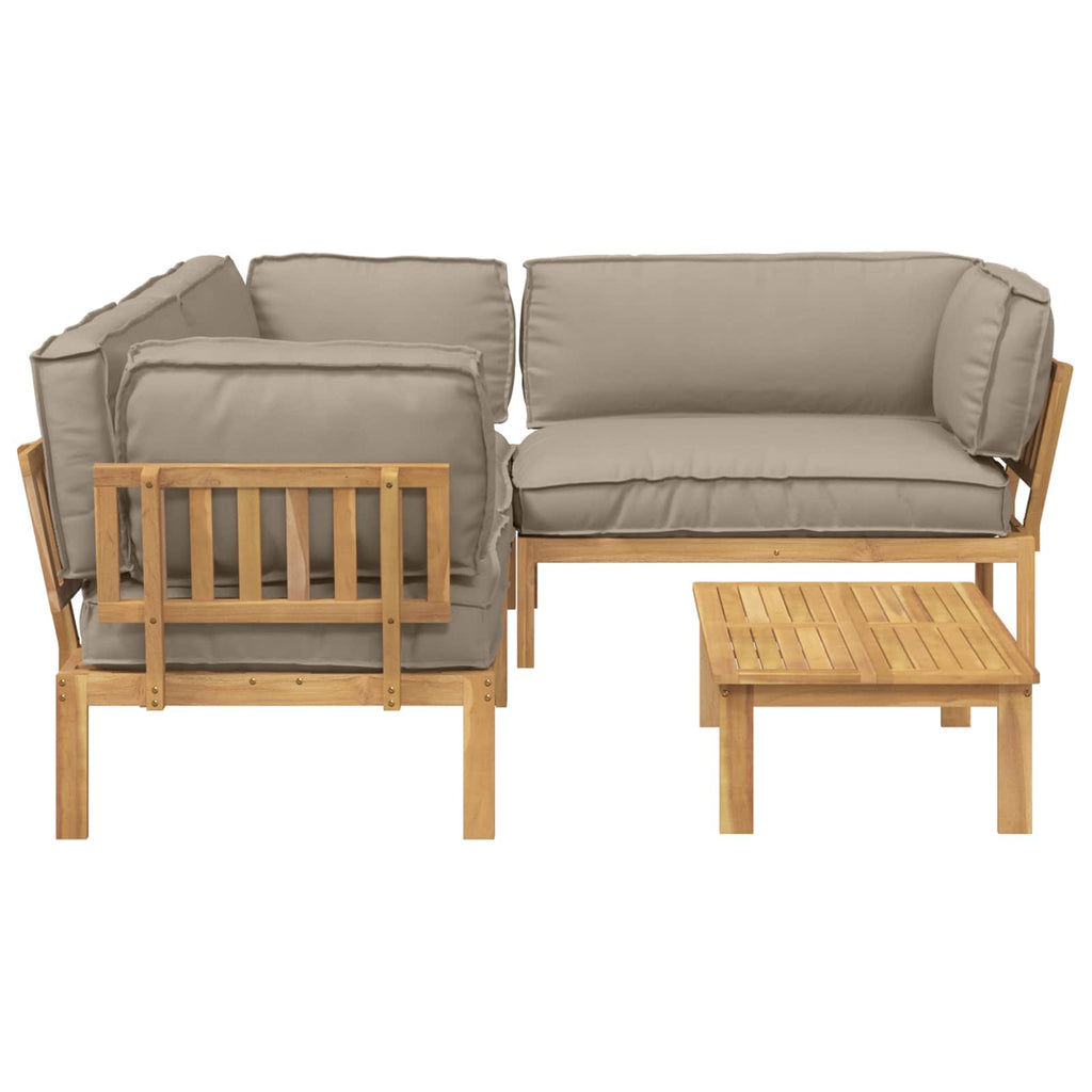 Sofa Set mit Kissen Uni 4 pcs Taupe Massivholz Akazie