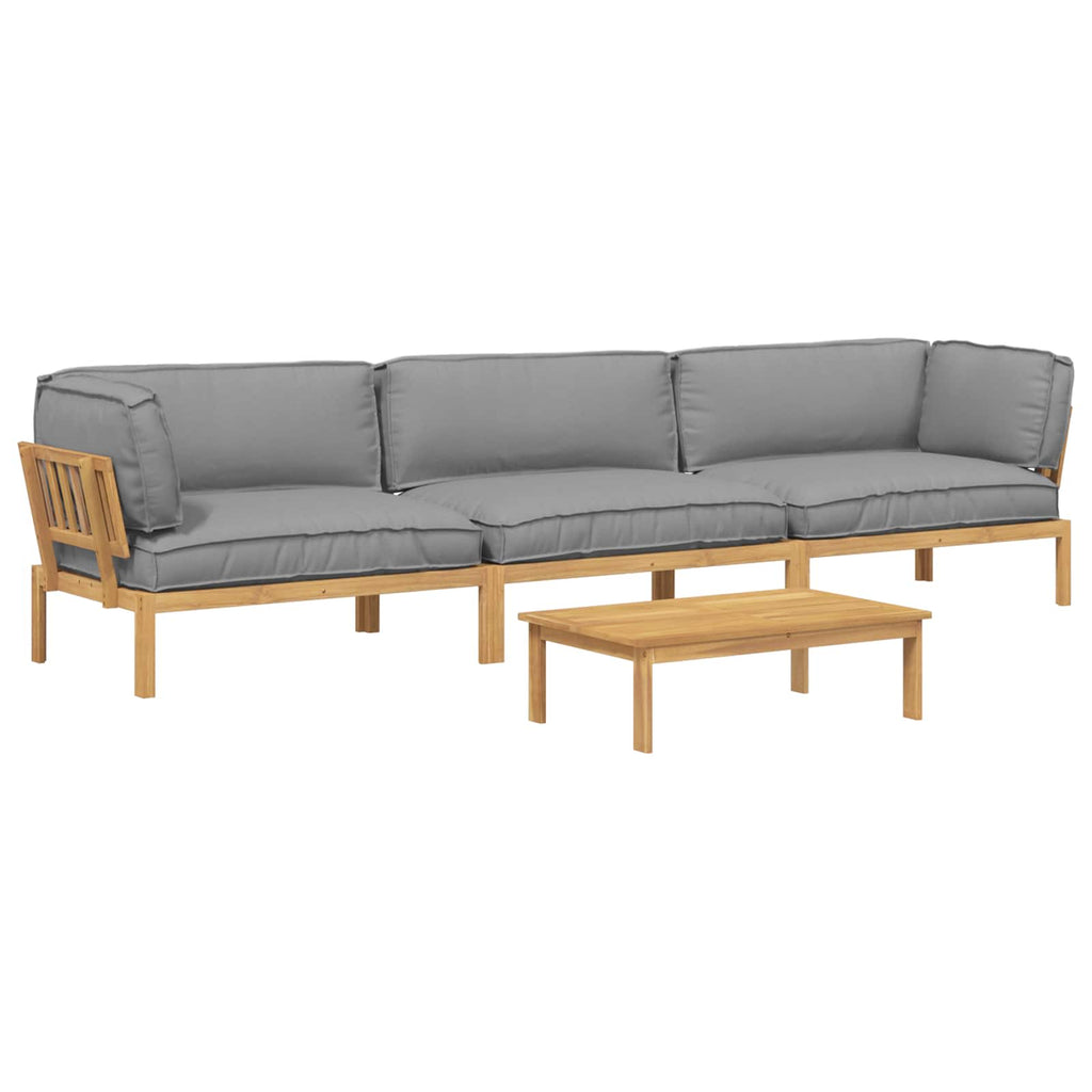 Sofa Set mit Kissen Uni 4 pcs Grau Massivholz Akazie