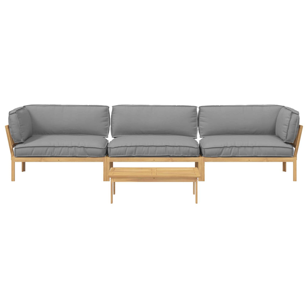 Sofa Set mit Kissen Uni 4 pcs Grau Massivholz Akazie
