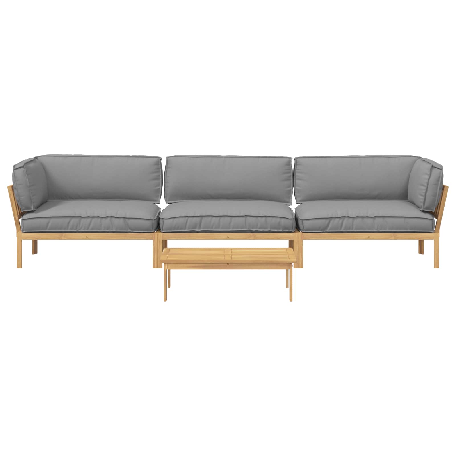 Sofa Set mit Kissen Uni 4 pcs Grau Massivholz Akazie