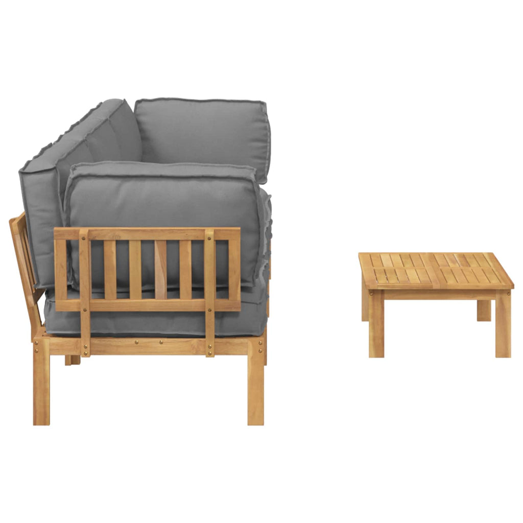 Sofa Set mit Kissen Uni 4 pcs Grau Massivholz Akazie
