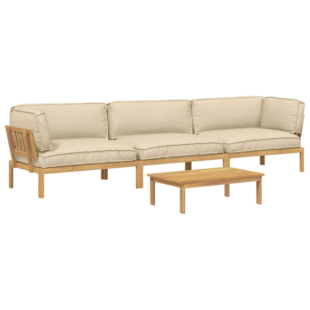 Sofa Set mit Kissen Uni 4 pcs Beige Massivholz Akazie