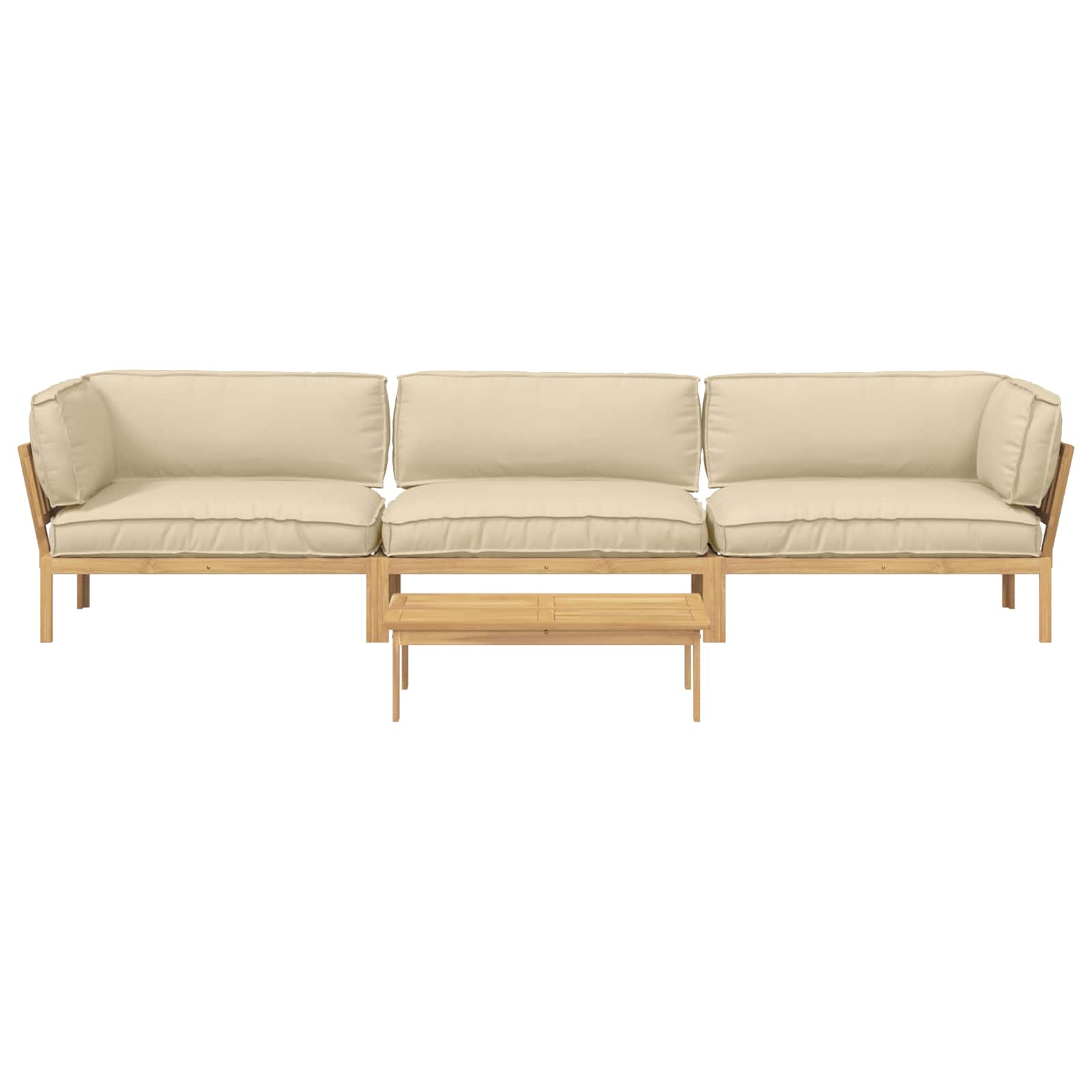 Sofa Set mit Kissen Uni 4 pcs Beige Massivholz Akazie