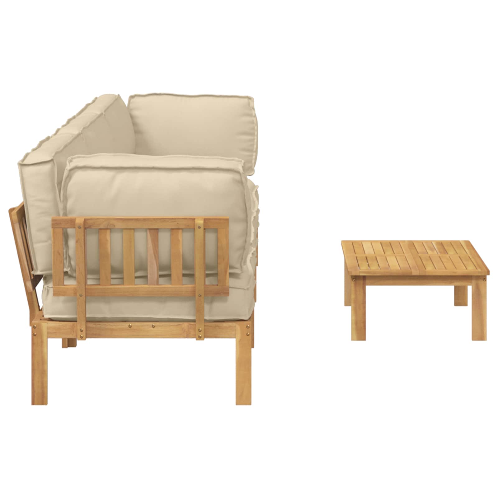 Sofa Set mit Kissen Uni 4 pcs Beige Massivholz Akazie
