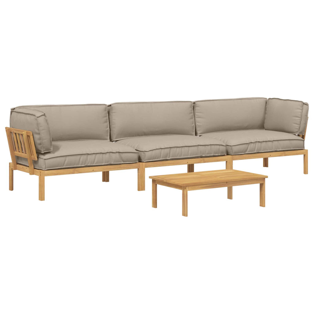 Sofa Set mit Kissen Uni 4 pcs Taupe Massivholz Akazie