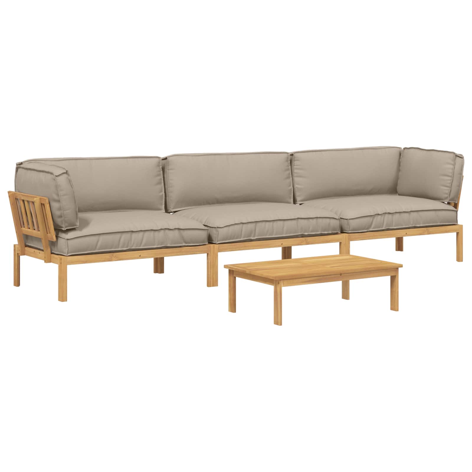 Sofa Set mit Kissen Uni 4 pcs Taupe Massivholz Akazie