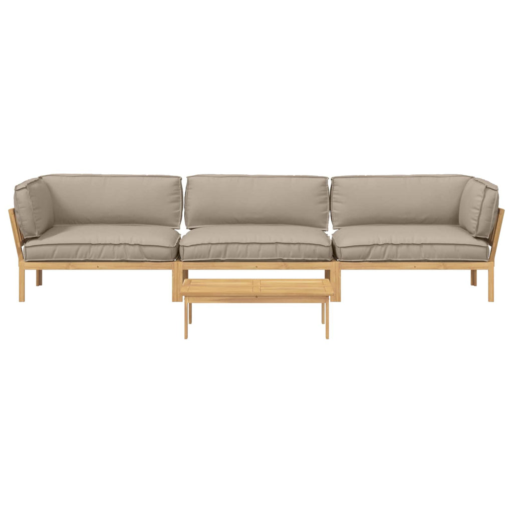 Sofa Set mit Kissen Uni 4 pcs Taupe Massivholz Akazie