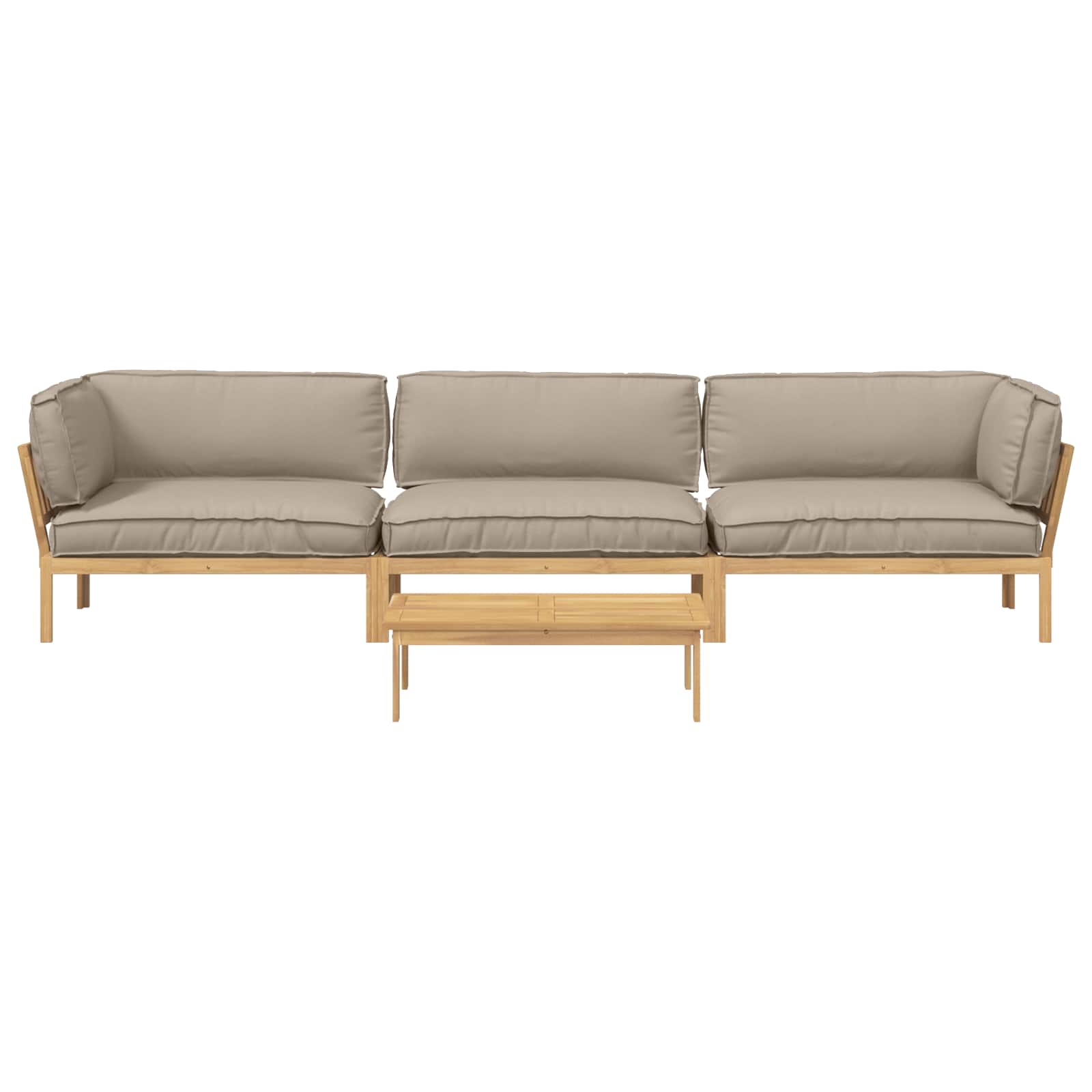 Sofa Set mit Kissen Uni 4 pcs Taupe Massivholz Akazie