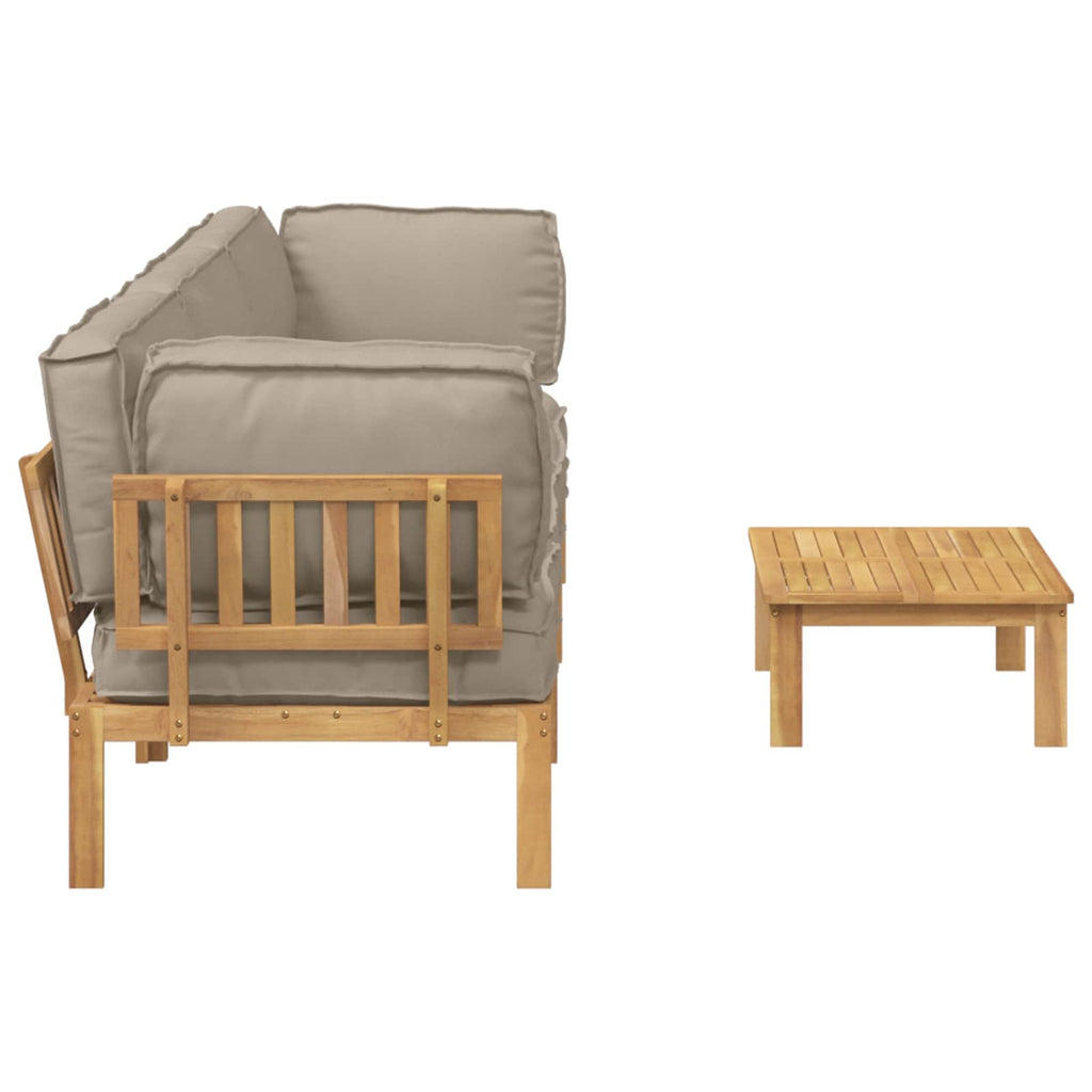 Sofa Set mit Kissen Uni 4 pcs Taupe Massivholz Akazie