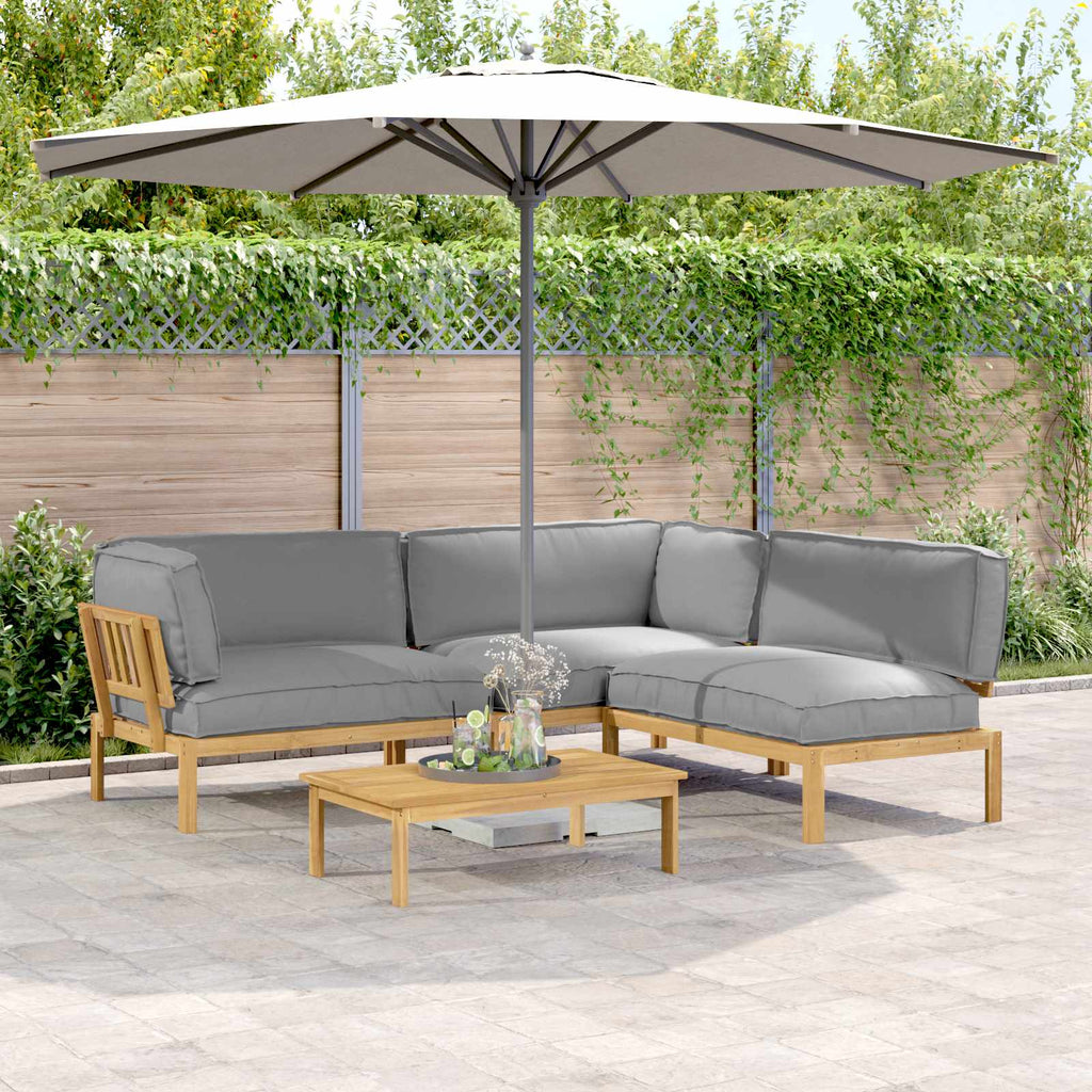 Sofa Set mit Kissen Uni 4 pcs Grau Massivholz Akazie