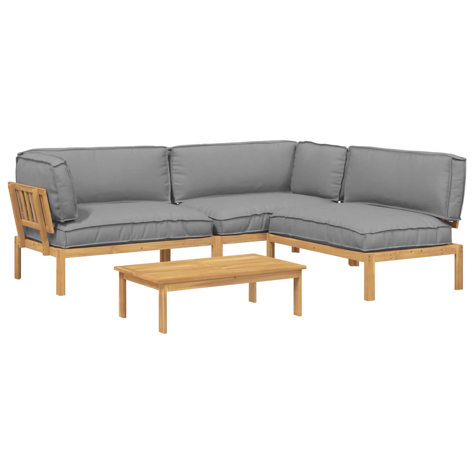 Sofa Set mit Kissen Uni 4 pcs Grau Massivholz Akazie