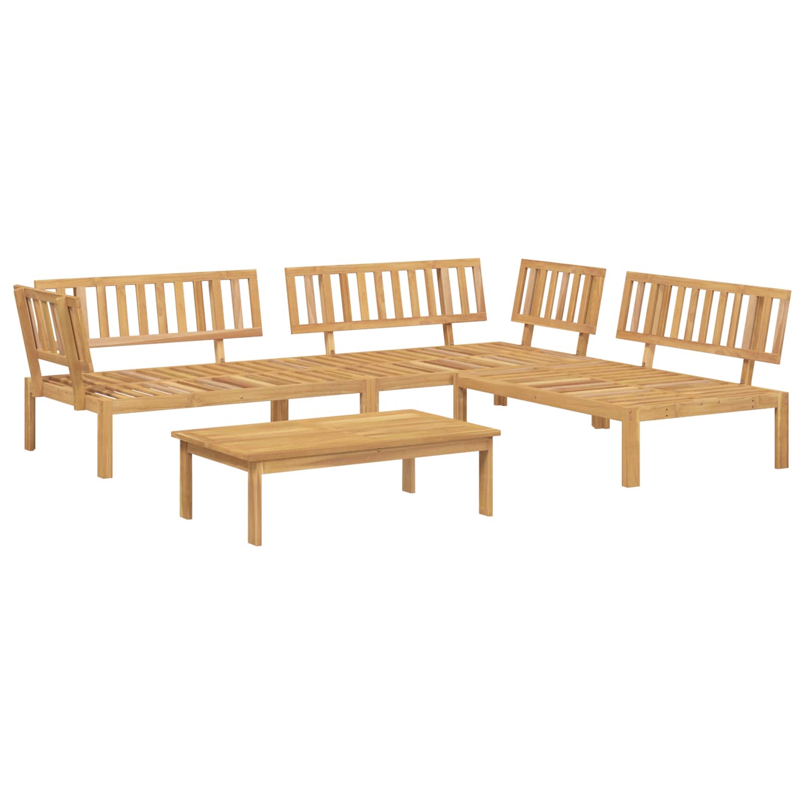 Sofa Set mit Kissen Uni 4 pcs Grau Massivholz Akazie