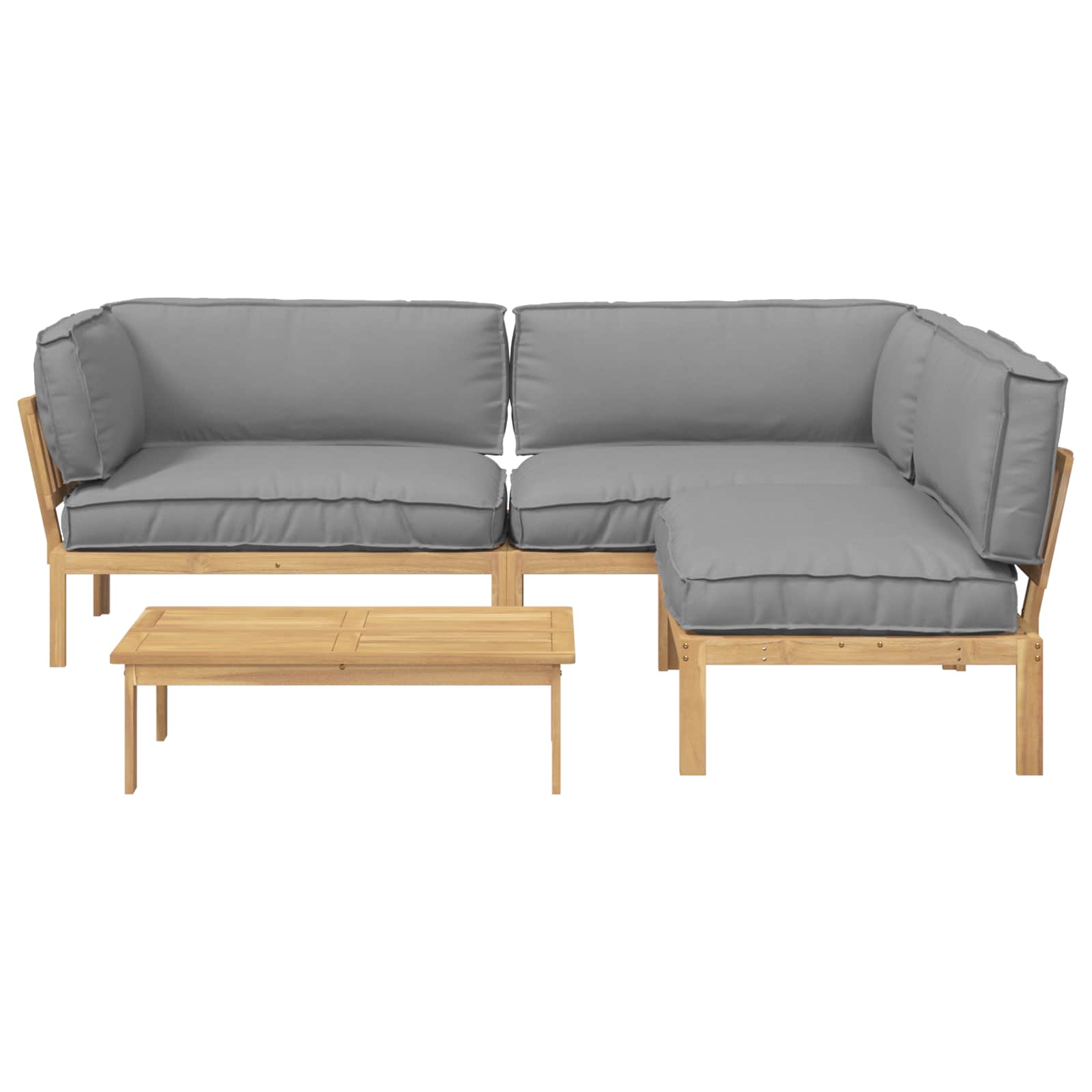 Sofa Set mit Kissen Uni 4 pcs Grau Massivholz Akazie