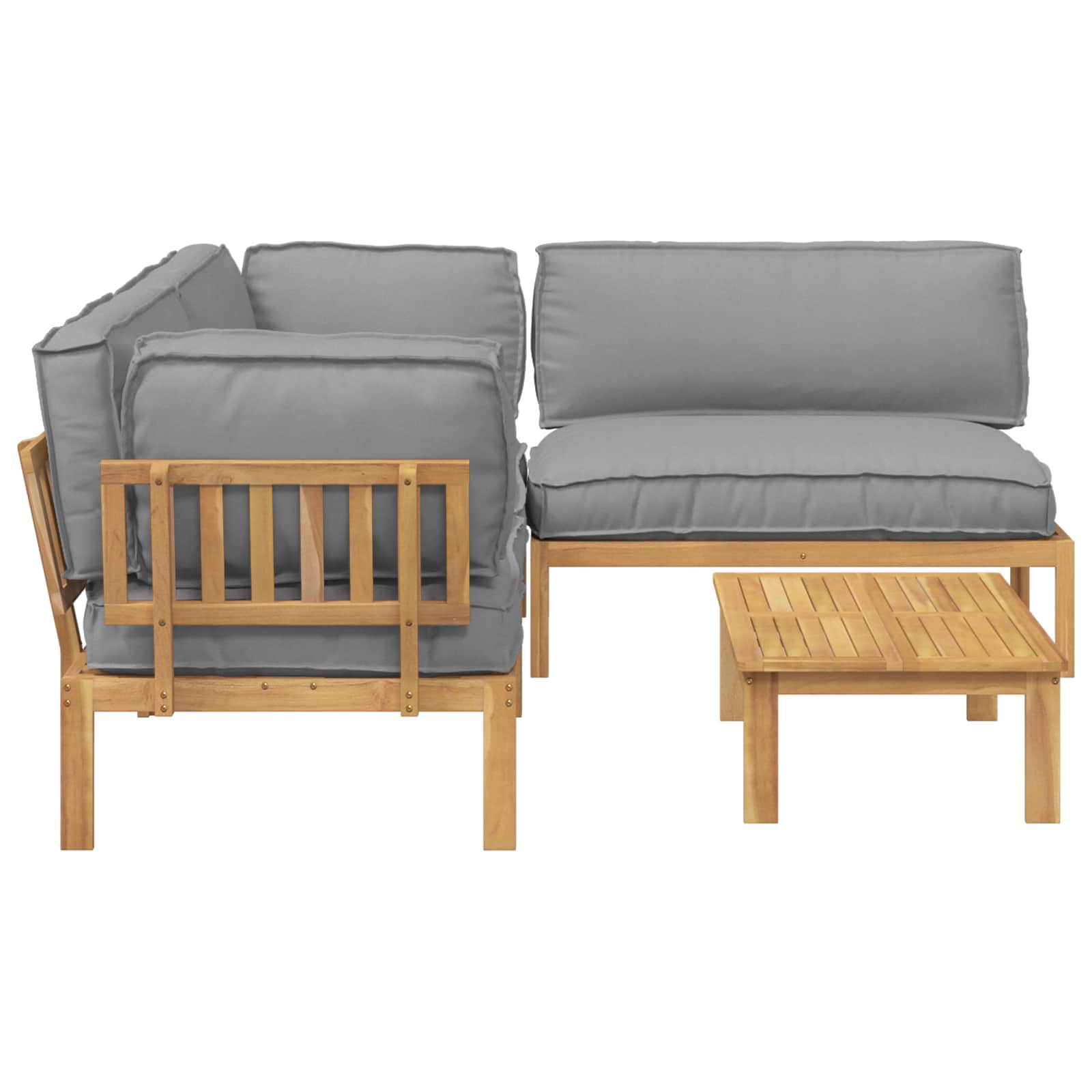Sofa Set mit Kissen Uni 4 pcs Grau Massivholz Akazie