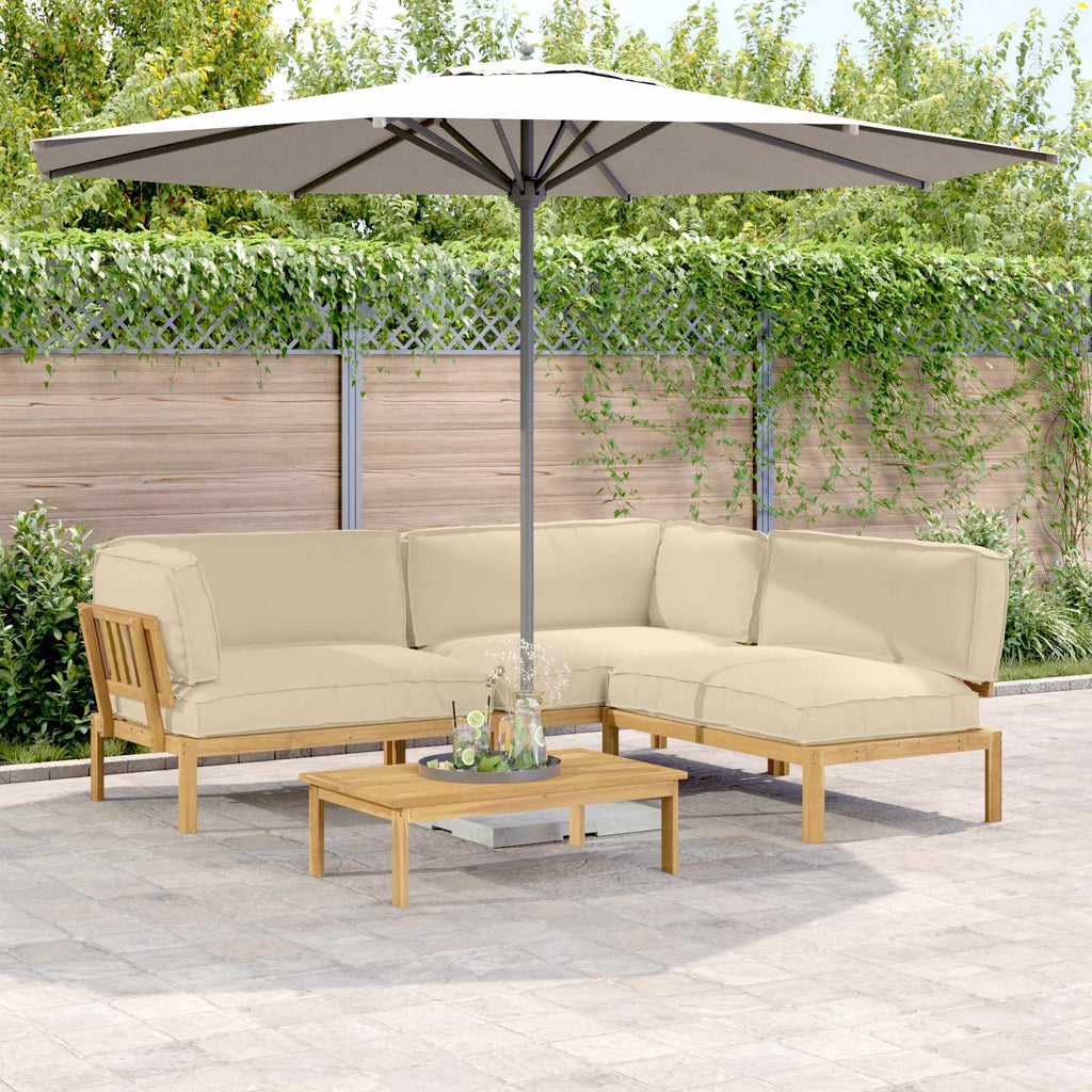 Sofa Set mit Kissen Uni 4 pcs Beige Massivholz Akazie