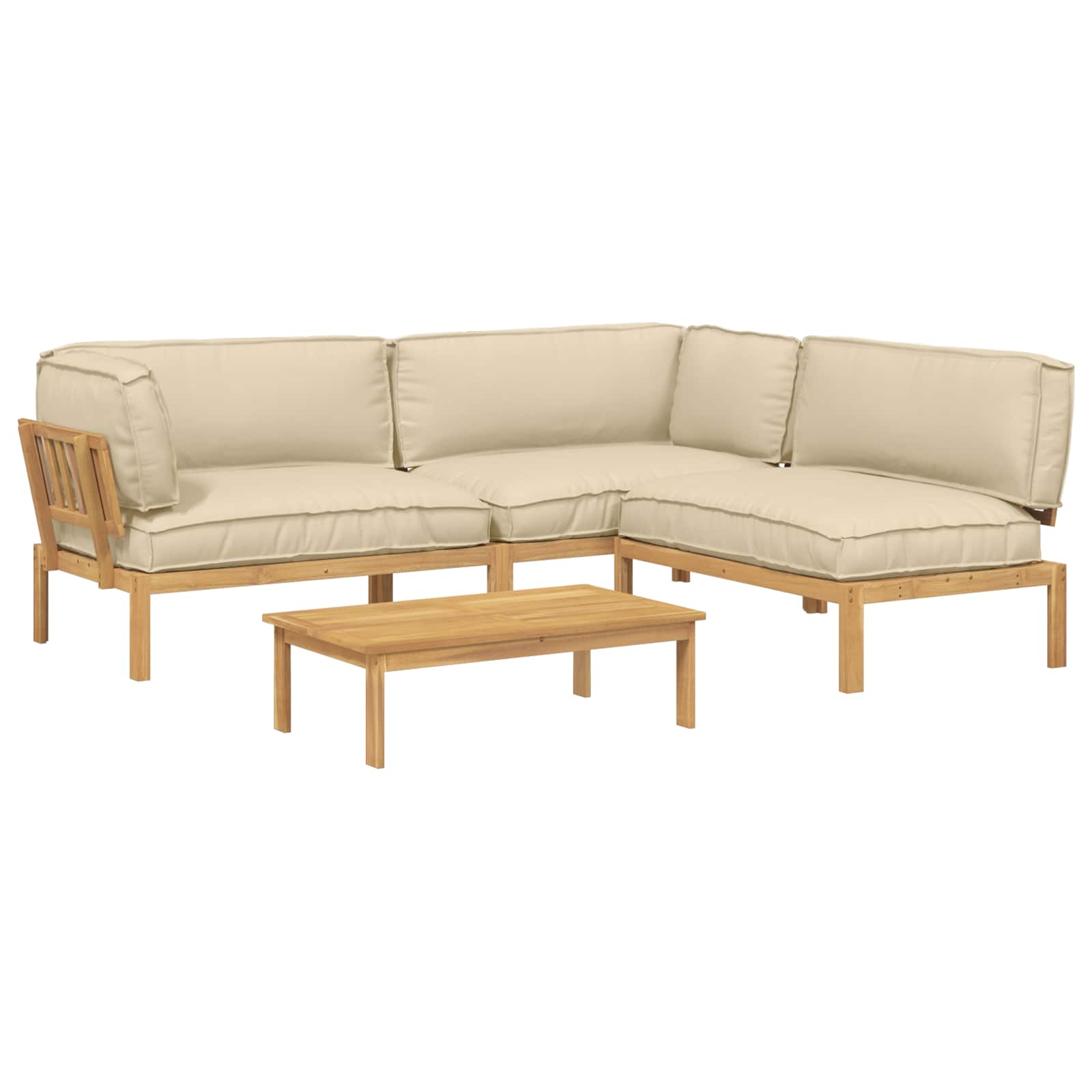 Sofa Set mit Kissen Uni 4 pcs Beige Massivholz Akazie