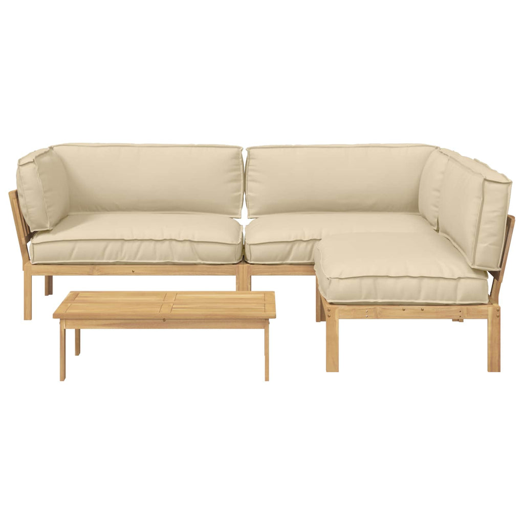 Sofa Set mit Kissen Uni 4 pcs Beige Massivholz Akazie