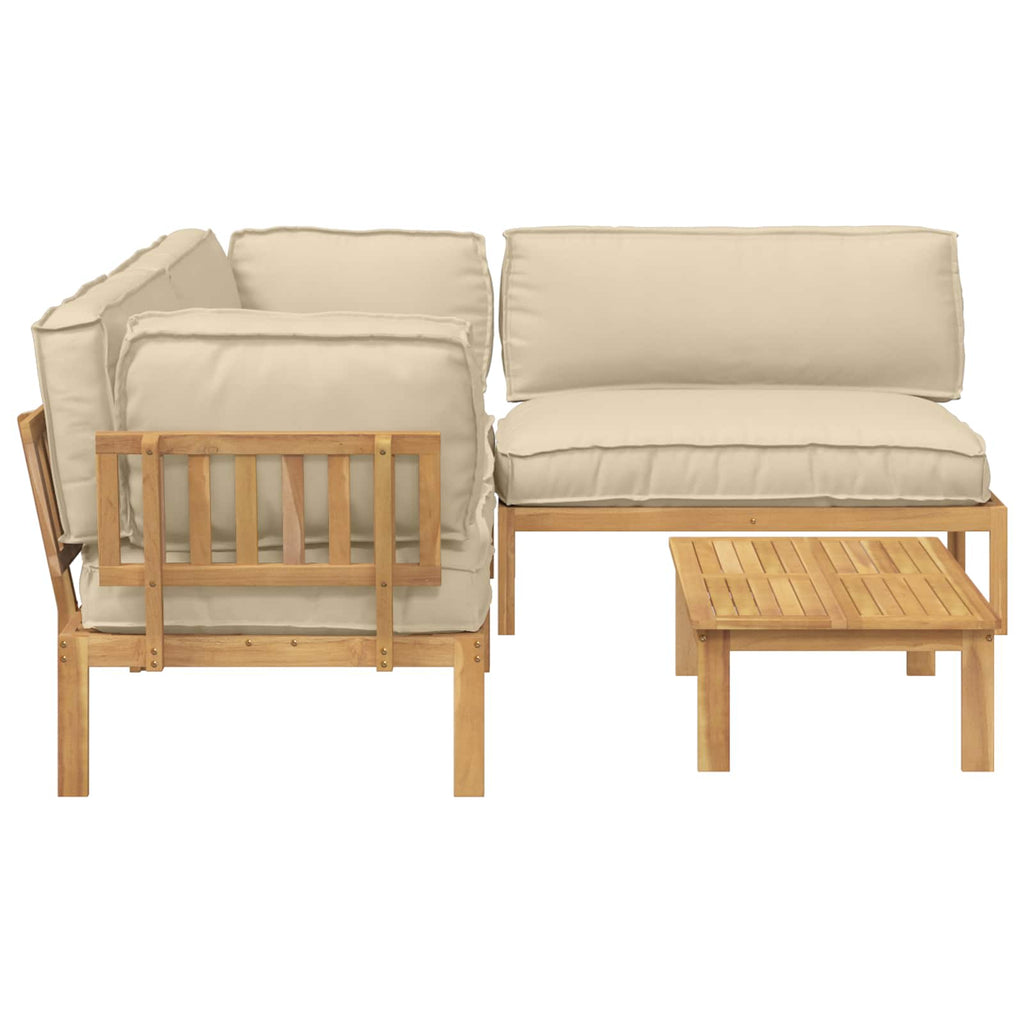 Sofa Set mit Kissen Uni 4 pcs Beige Massivholz Akazie