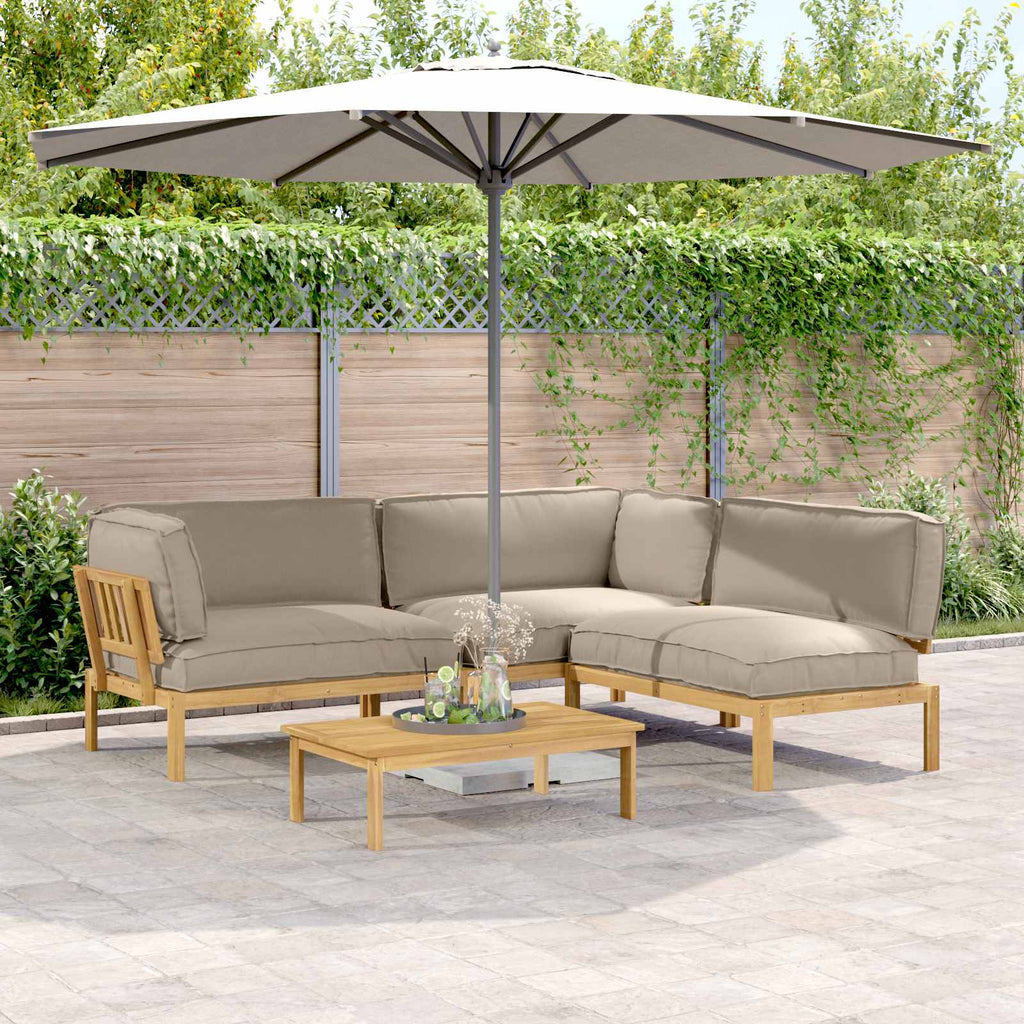 Sofa Set mit Kissen Uni 4 pcs Taupe Massivholz Akazie
