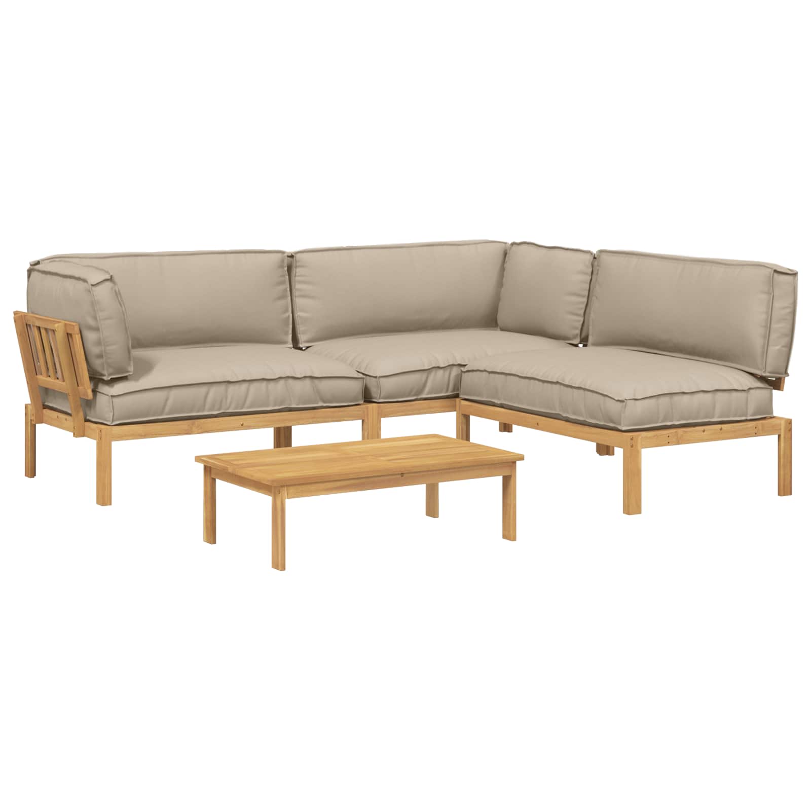Sofa Set mit Kissen Uni 4 pcs Taupe Massivholz Akazie