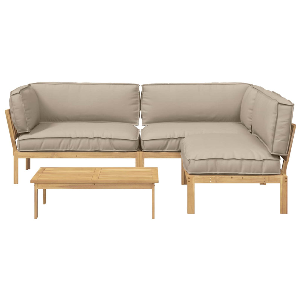 Sofa Set mit Kissen Uni 4 pcs Taupe Massivholz Akazie