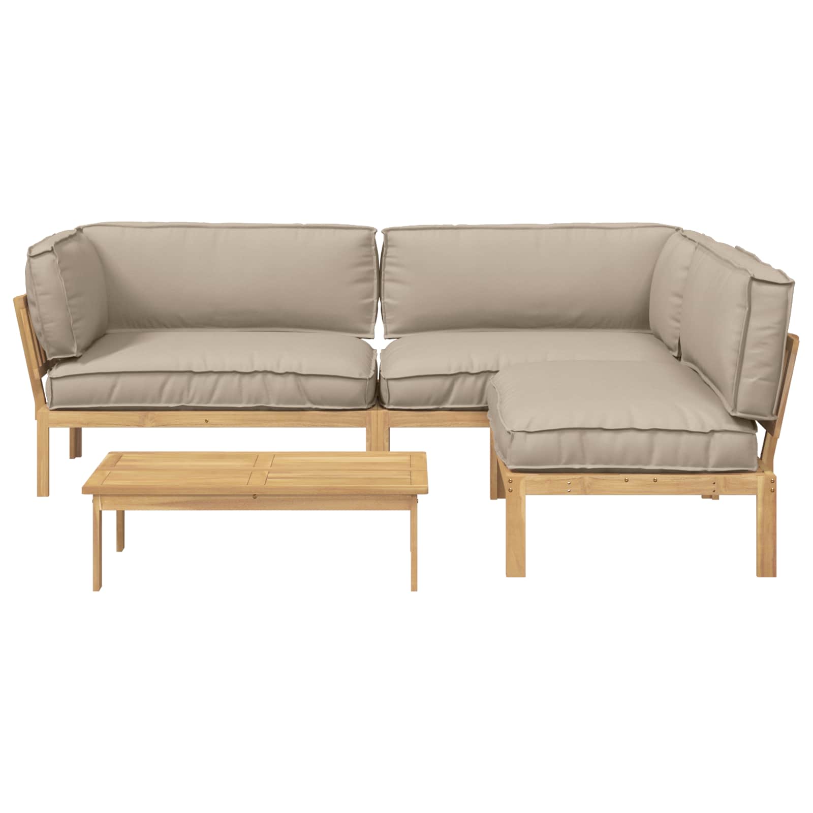 Sofa Set mit Kissen Uni 4 pcs Taupe Massivholz Akazie