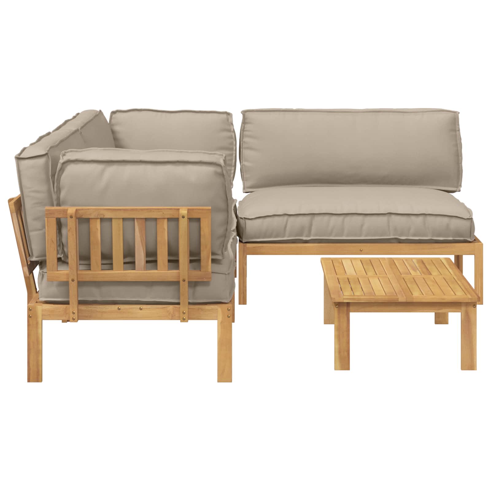 Sofa Set mit Kissen Uni 4 pcs Taupe Massivholz Akazie
