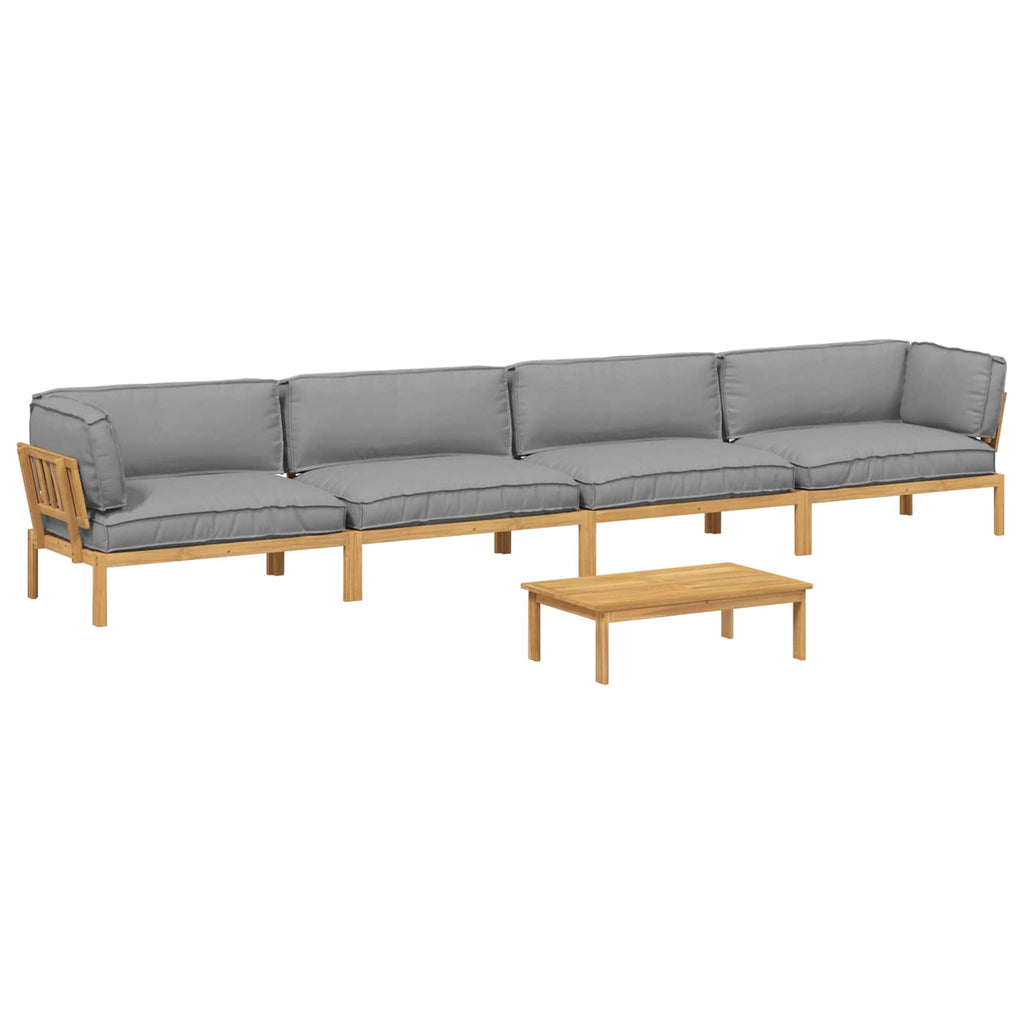 Sofa Set mit Kissen Uni 5 pcs Grau Massivholz Akazie