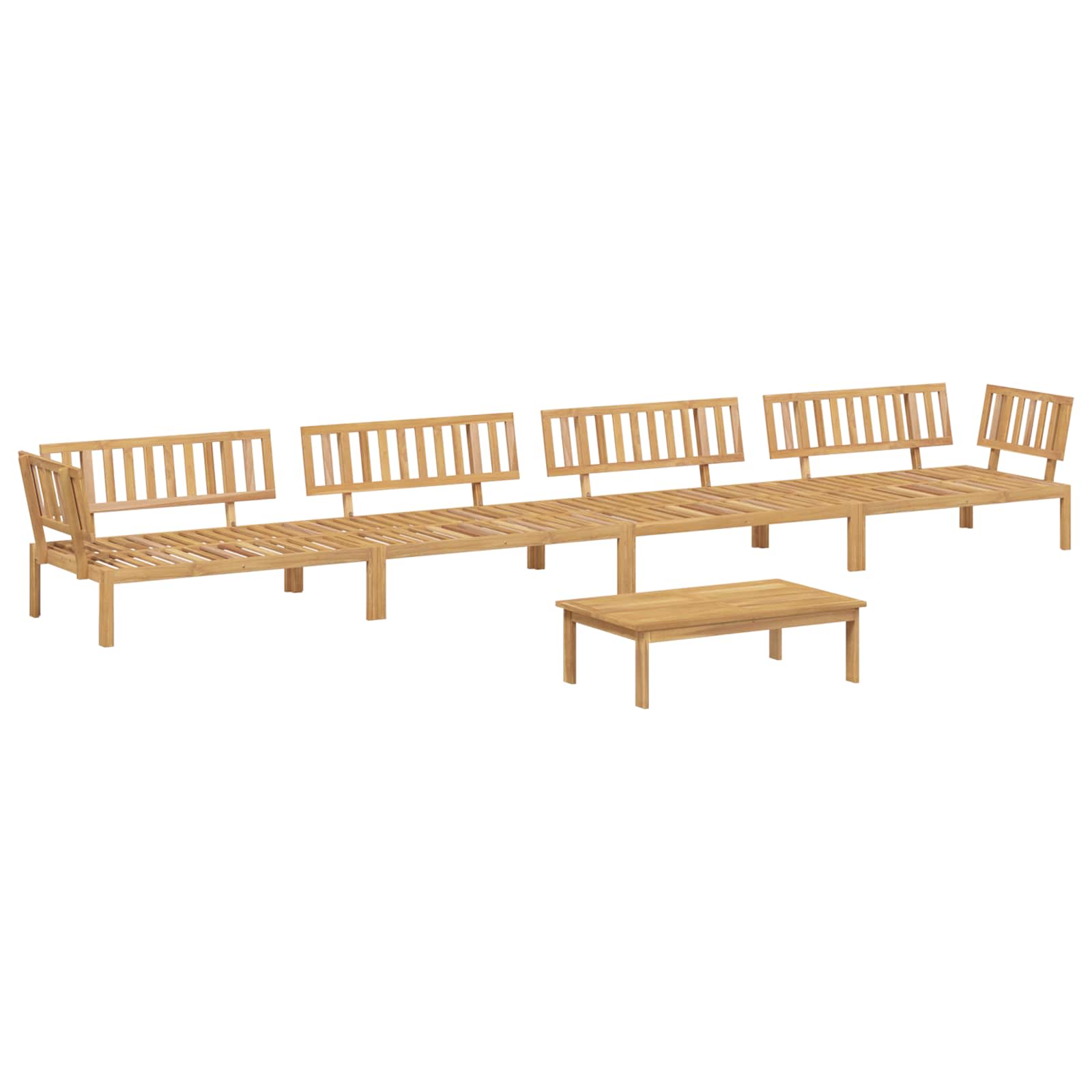 Sofa Set mit Kissen Uni 5 pcs Grau Massivholz Akazie