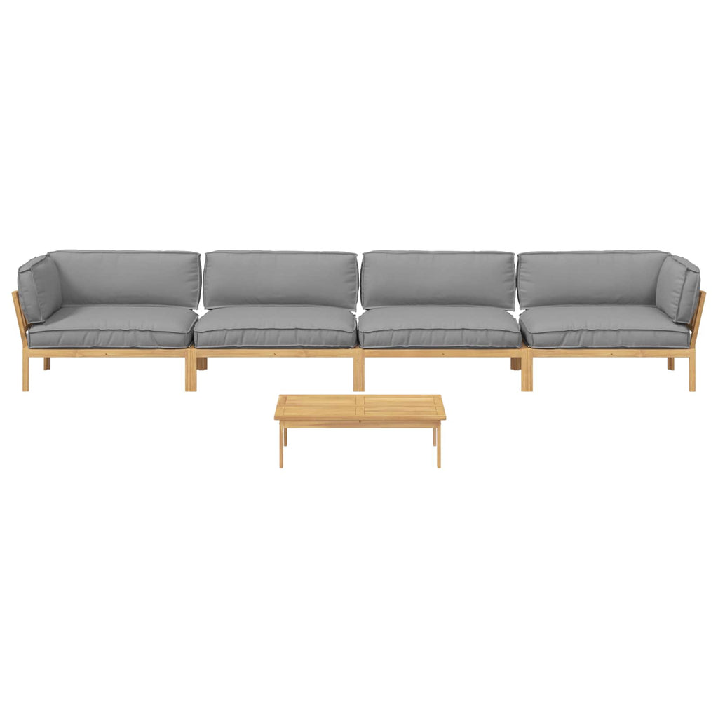 Sofa Set mit Kissen Uni 5 pcs Grau Massivholz Akazie