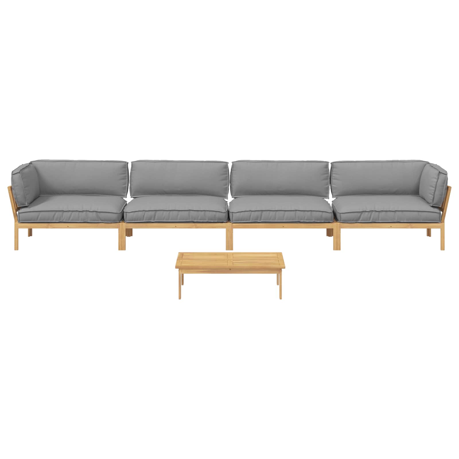 Sofa Set mit Kissen Uni 5 pcs Grau Massivholz Akazie