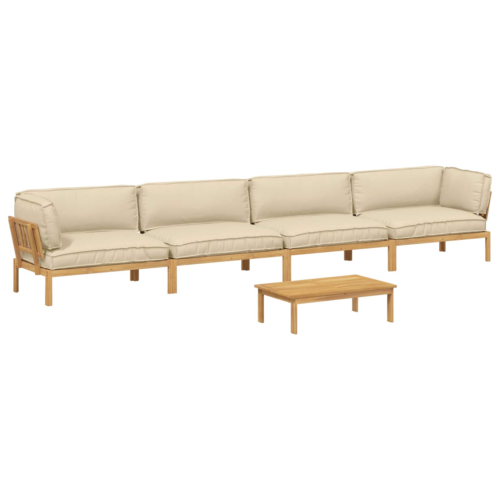 Sofa Set mit Kissen Uni 5 pcs Beige Massivholz Akazie