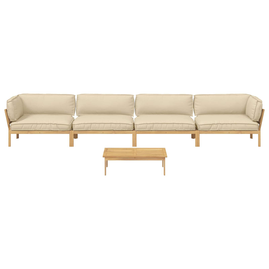 Sofa Set mit Kissen Uni 5 pcs Beige Massivholz Akazie