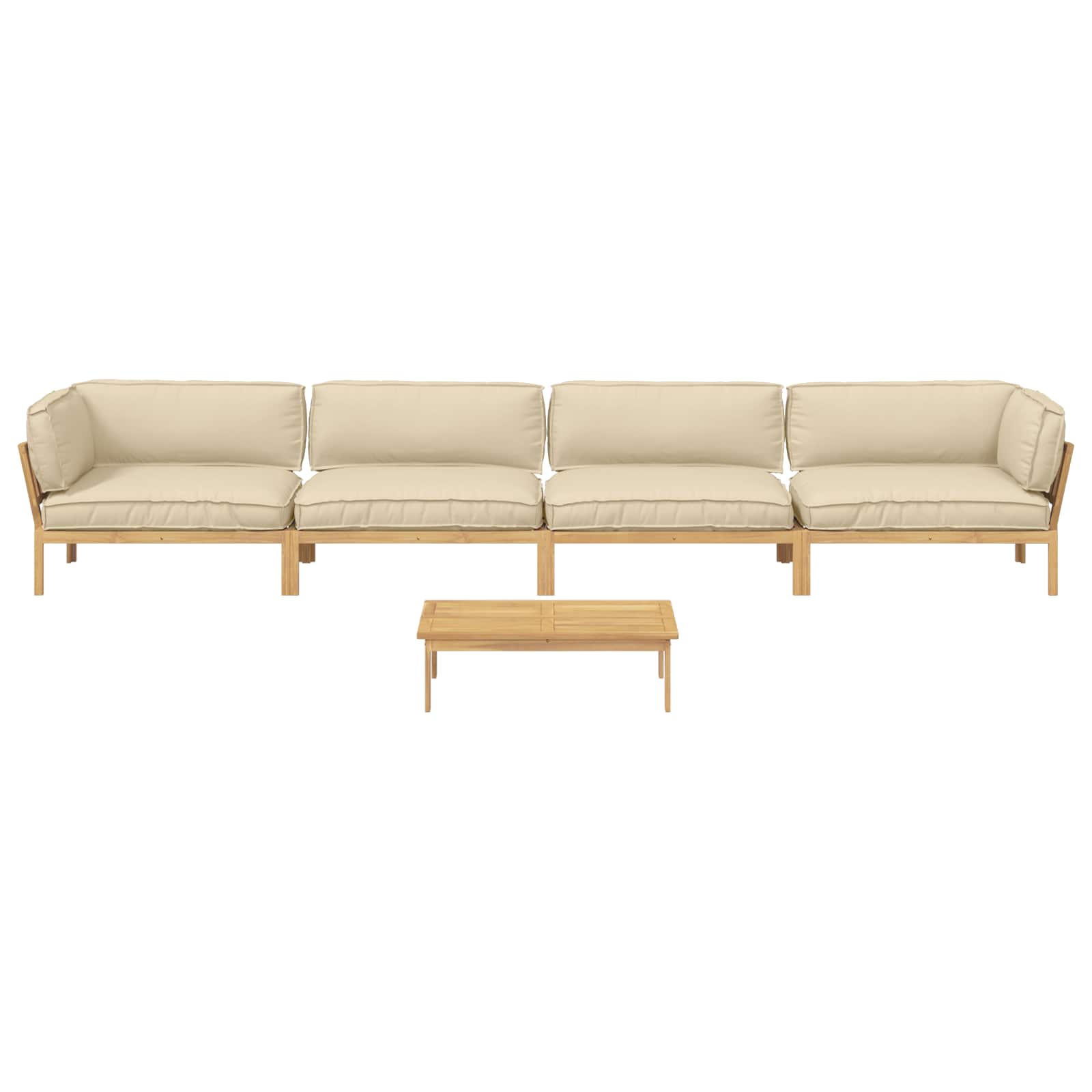 Sofa Set mit Kissen Uni 5 pcs Beige Massivholz Akazie